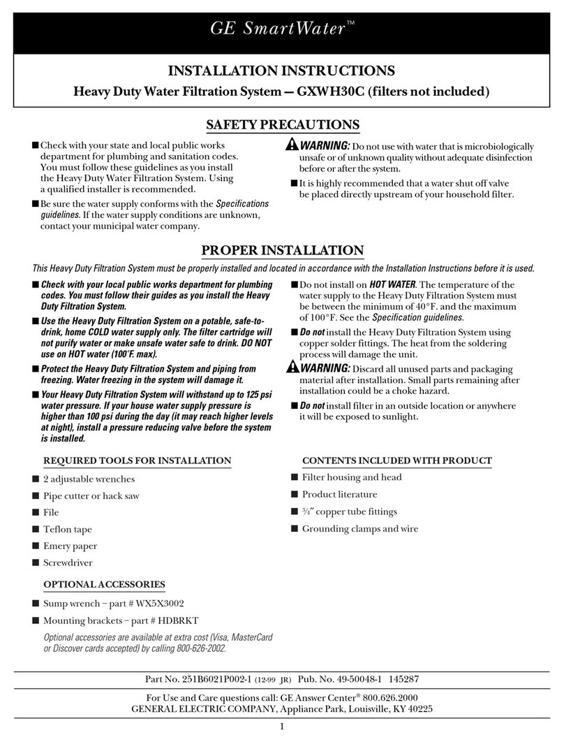 GE SmartWater GXWH30C User manual GE SmartWater GXWH30C User manual