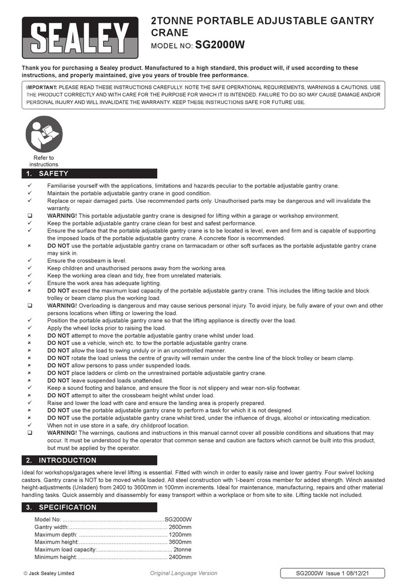Sealey SG2000W quick start guide