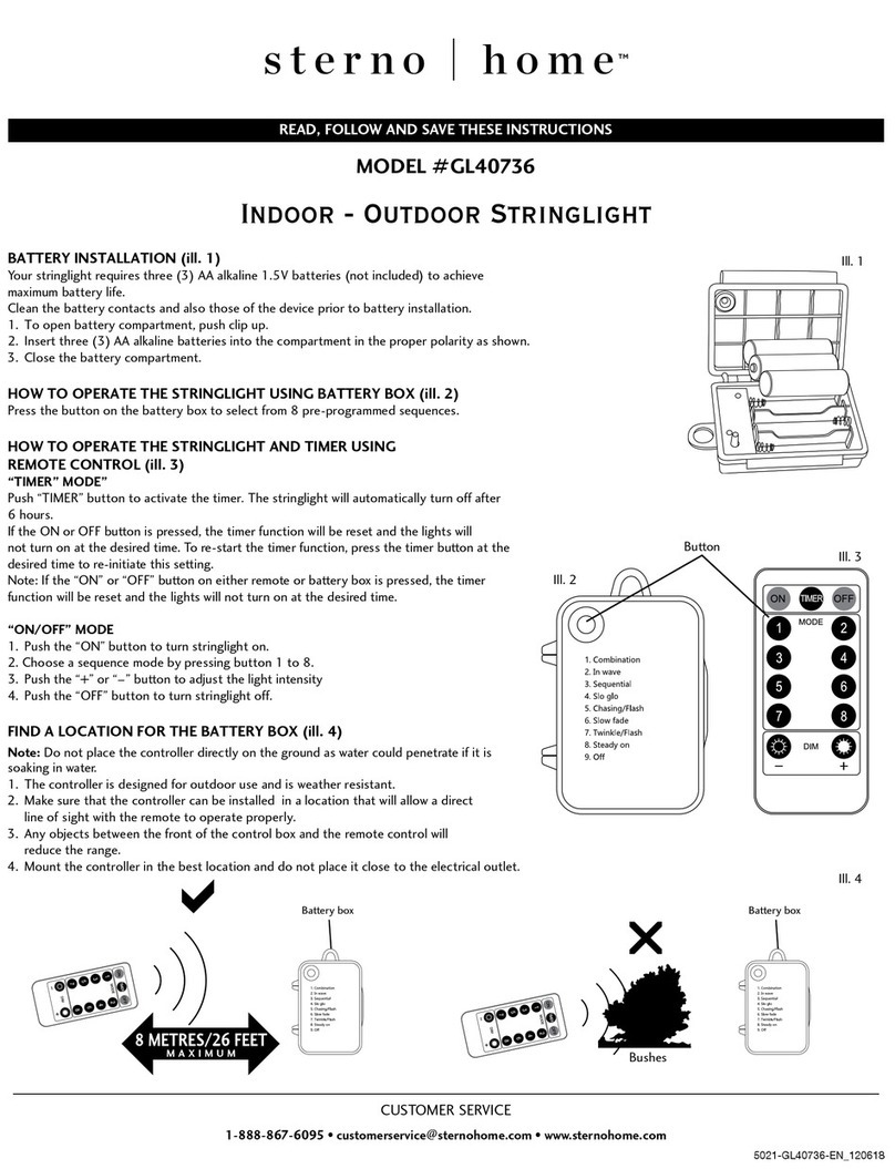 STERNO HOME GL40736 quick start guide