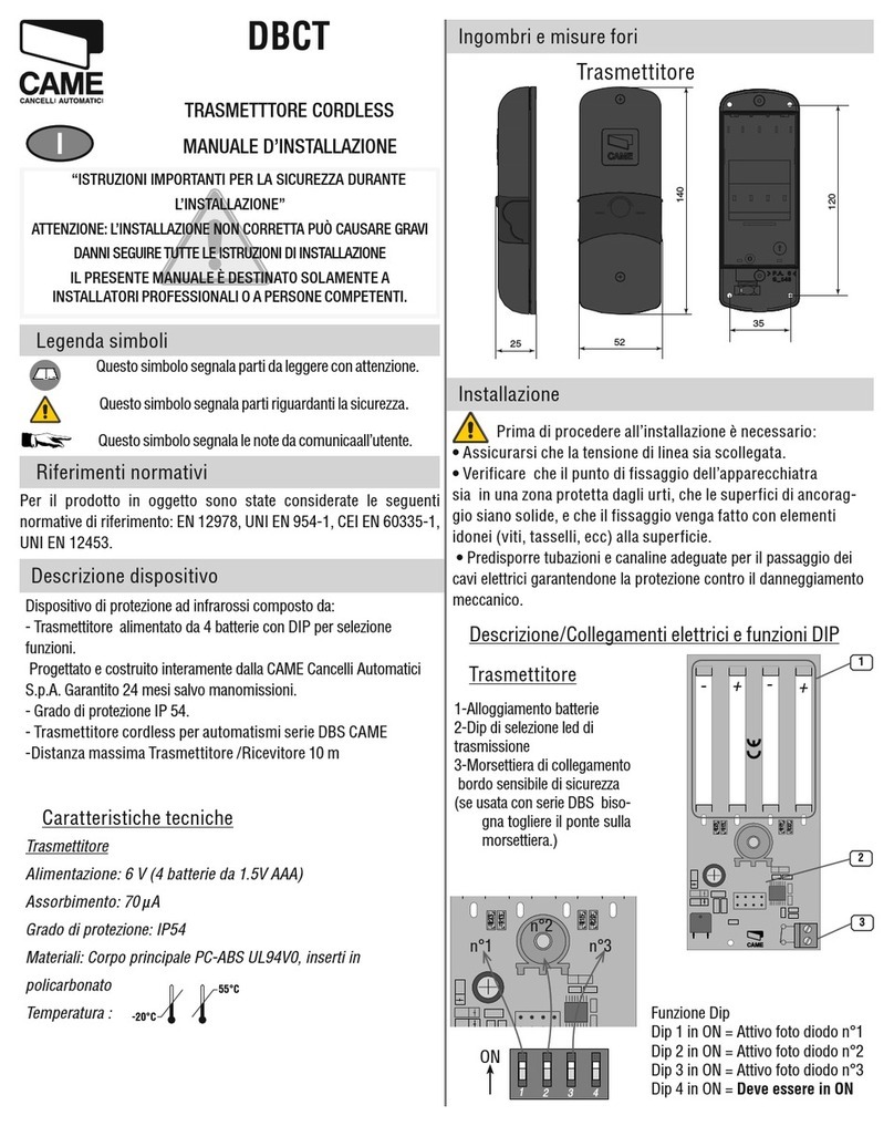 CAME DBCT User manual