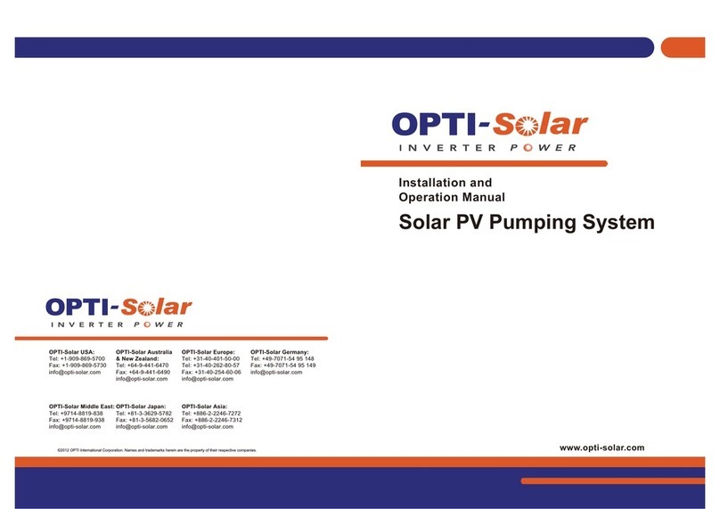 opti-solar Solar PV Pumping System User manual