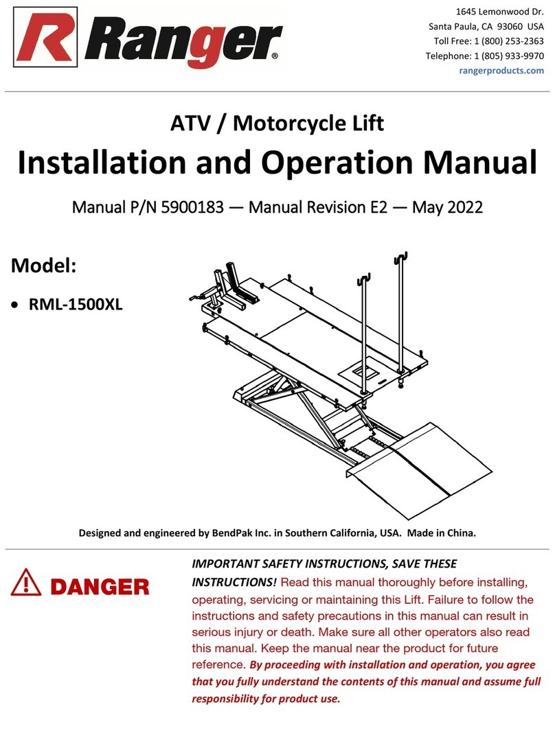 Ranger RML-1500XL Installation and operation manual