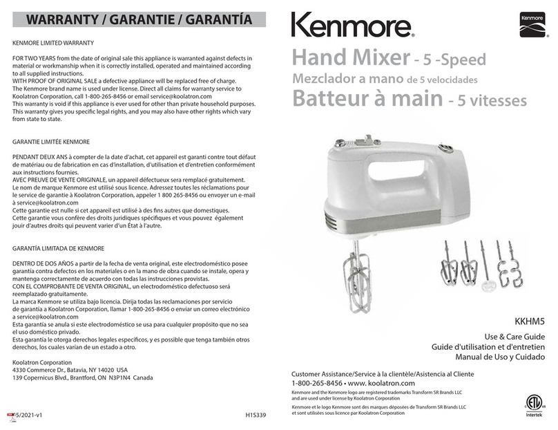 Kenmore KKHM5 Use & care guide