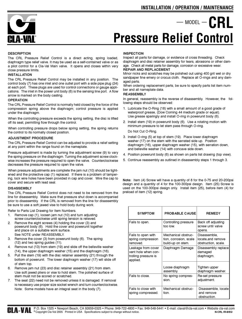 CLA-VAL CRL Installation, operation & maintenance manual CLA-VAL CRL Installation, operation & maintenance manual