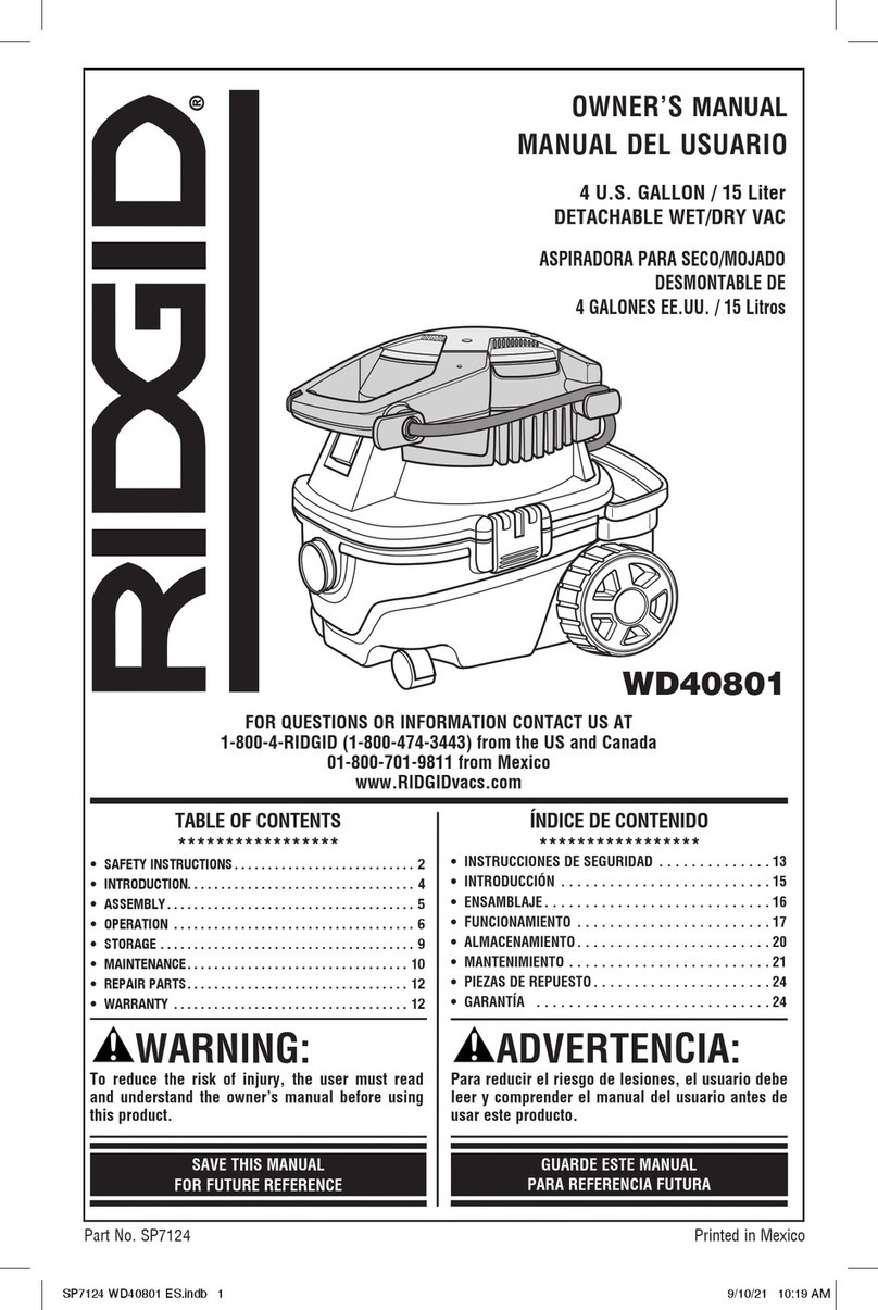 RIDGID WD40801 owner's manual