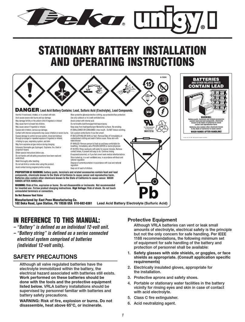 EAST PENN Deka unigy I Battery 1 Assembly, installation and operation instructions