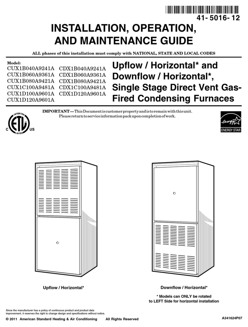 American Standard CUX1B040A9241A Installation, operation and maintenance guide