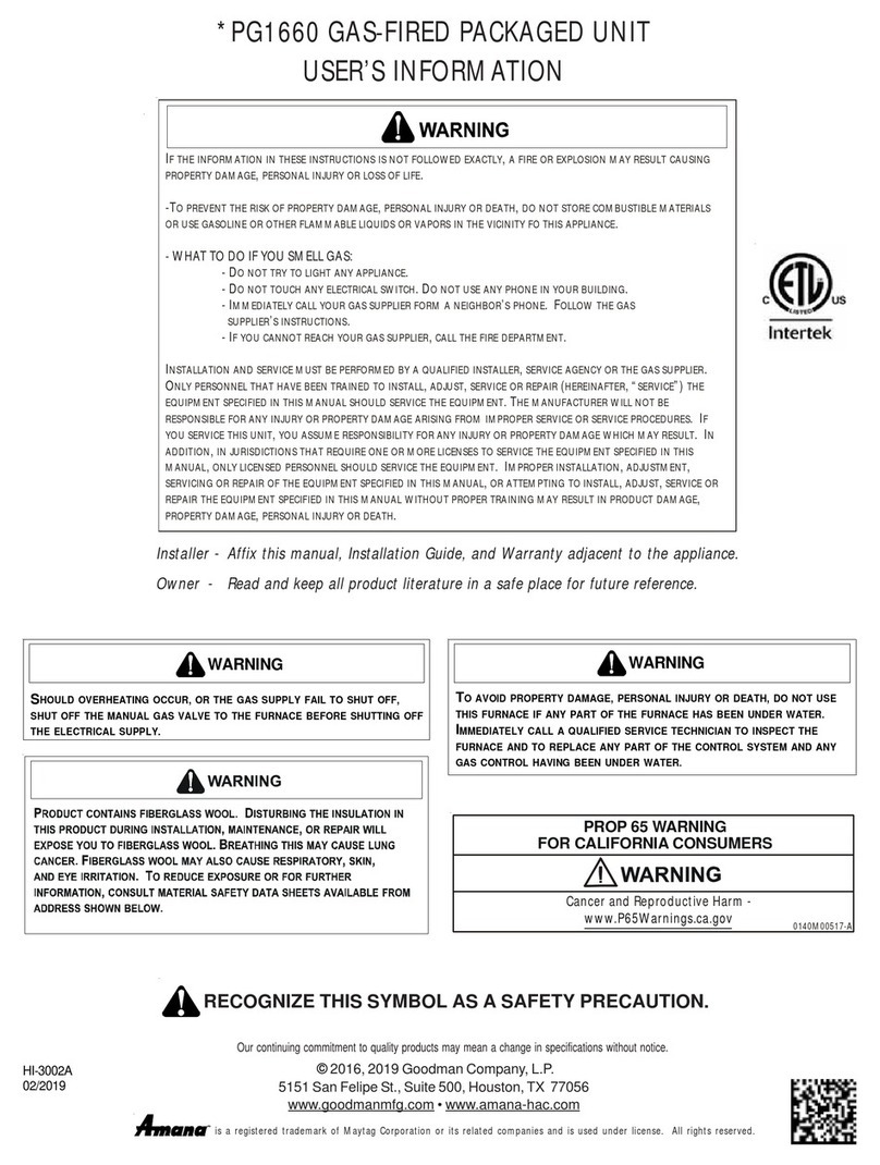 Goodman PG1660 User manual