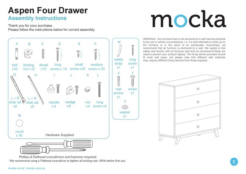 Mocka Aspen Four Drawer Assembly instructions