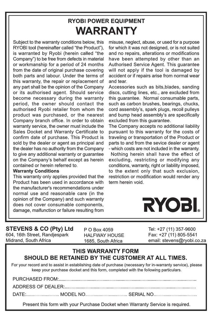 Ryobi WWD-100 Owner's operating manual