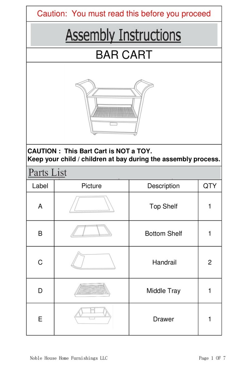 Noble House Home Furnishings BAR CART Assembly instructions