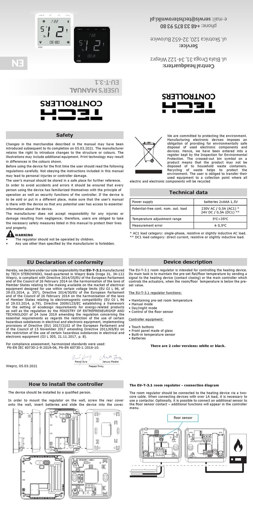 Tech Controllers EU-T-3.1 user manual