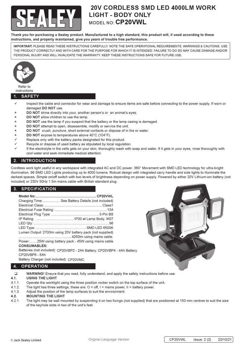Sealey CP20VWL quick start guide