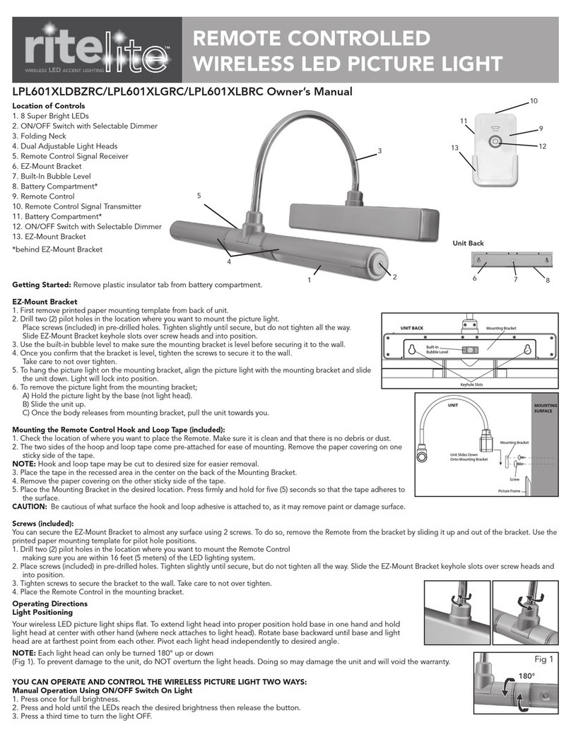 Ritelite LPL601XLDBZRC owner's manual