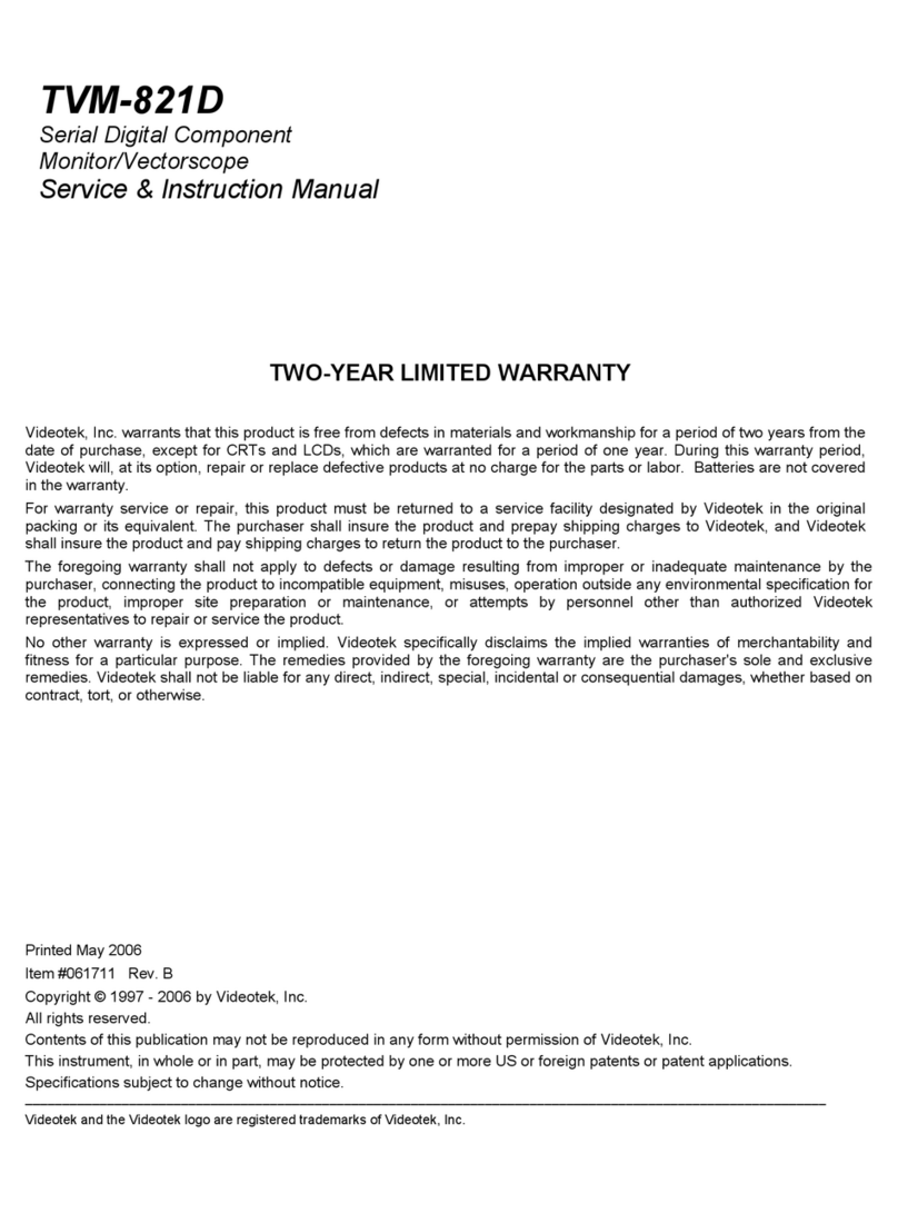 Videotek TVM-821D Operating instructions