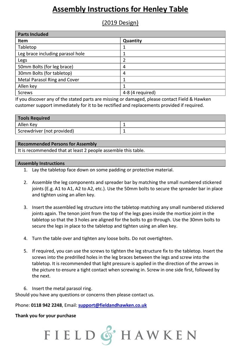 FIELD HAWKEN Henley Table User manual