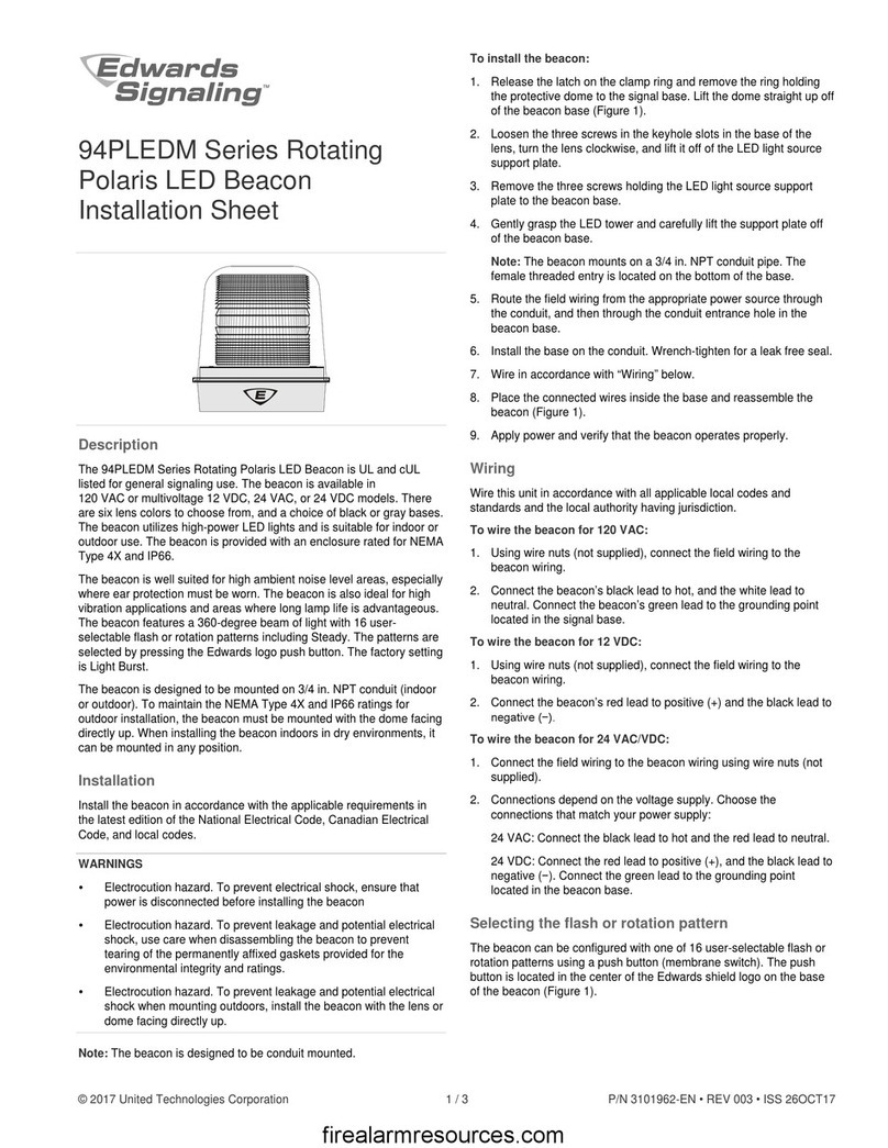Edwards Signaling 94PLEDM Series Installation sheet