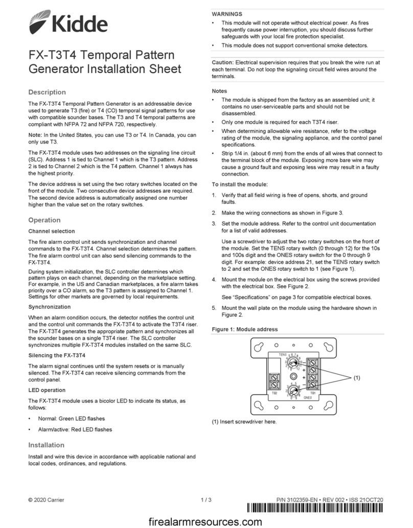 Kidde FX-T3T4 Installation sheet