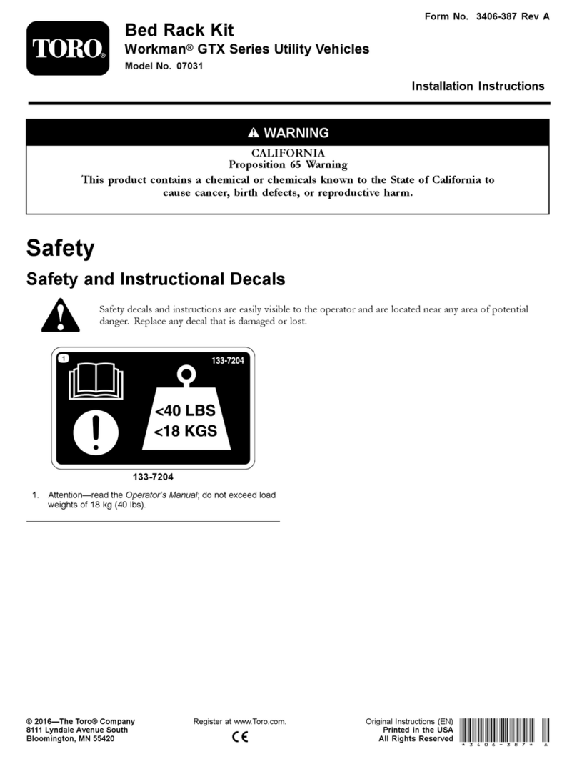 Toro Workman GTX Series installation instructions