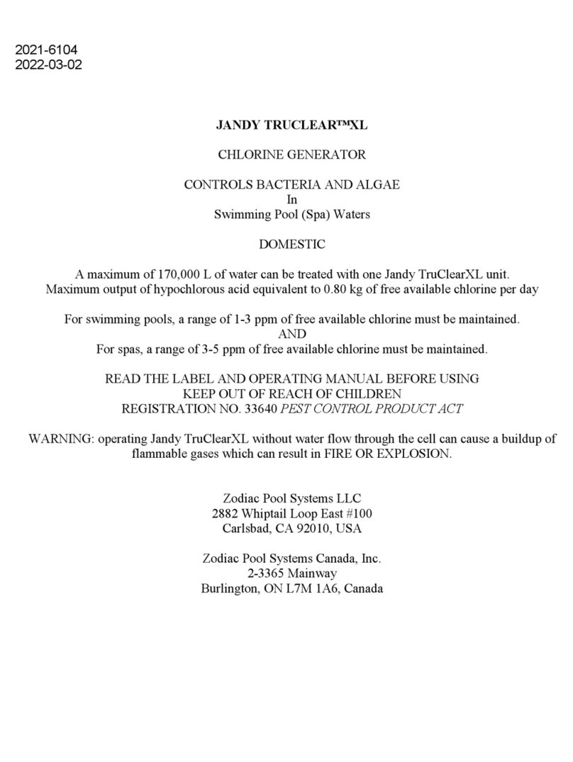 Zodiac Pool Systems JANDY TRUCLEAR XL User manual