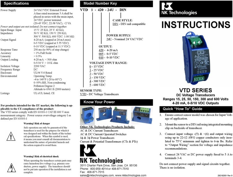 NK TECHNOLOGIES VTD Series User manual