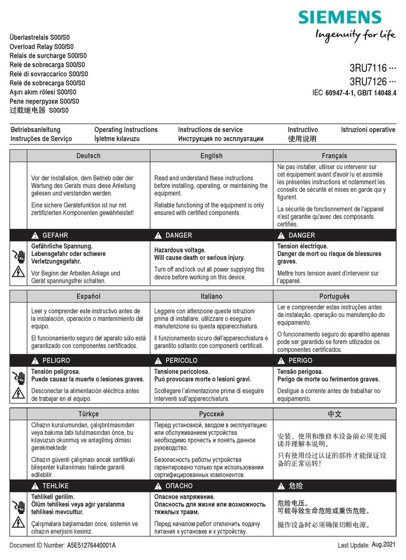 Siemens 3RU7116 Series operating instructions