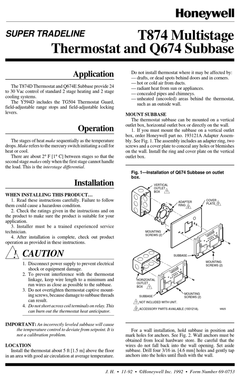 Honeywell TRADELINE T874 User manual Honeywell TRADELINE T874 User manual
