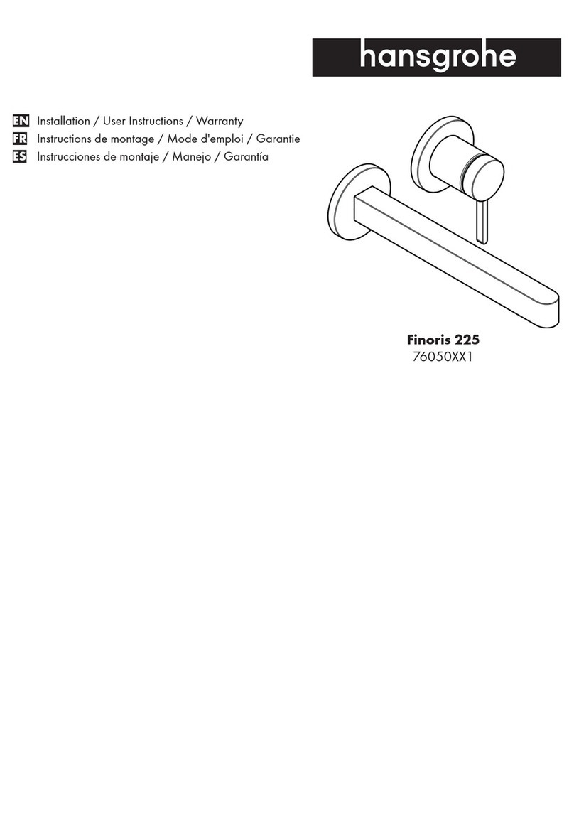 Hans Grohe Finoris 225 76050 1 Series Installation/User Instructions/Warranty Hans Grohe Finoris 225 76050 1 Series Installation/User Instructions/Warranty