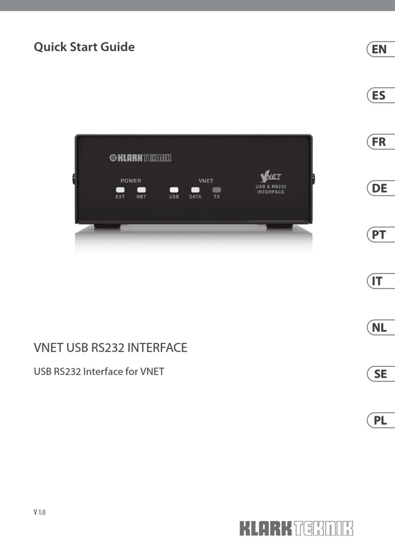 Klark Teknik VNET USB RS232 INTERFACE User manual