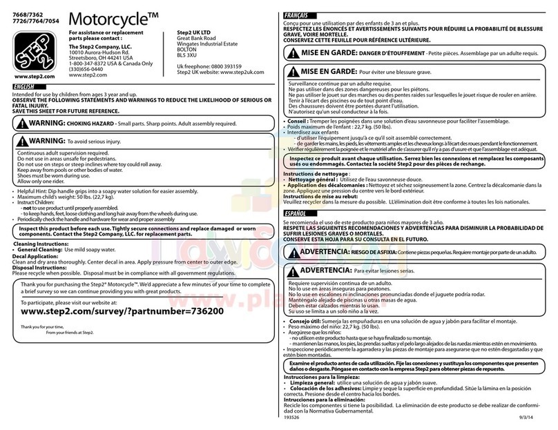 Step 2 Motorcycle 7668 Assembly