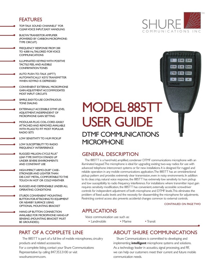 Shure 885TT User manual