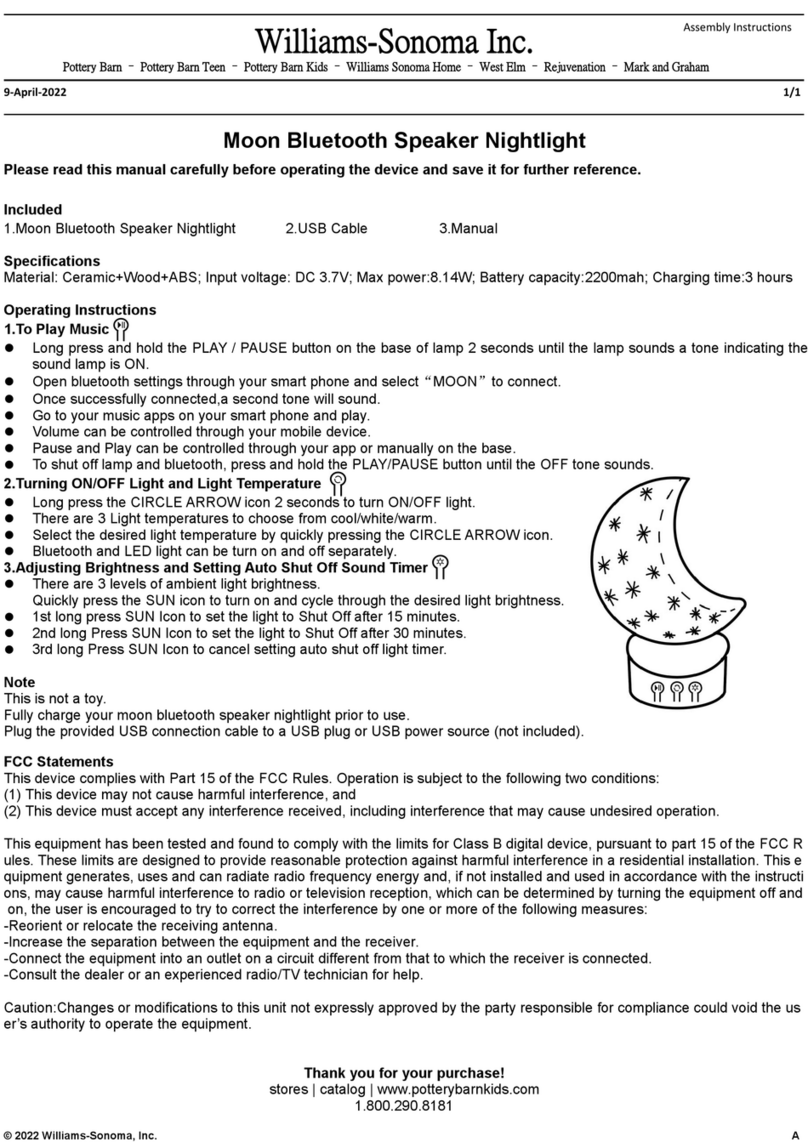 Williams-Sonoma Moon Bluetooth Speaker Nightlight Assembly instructions