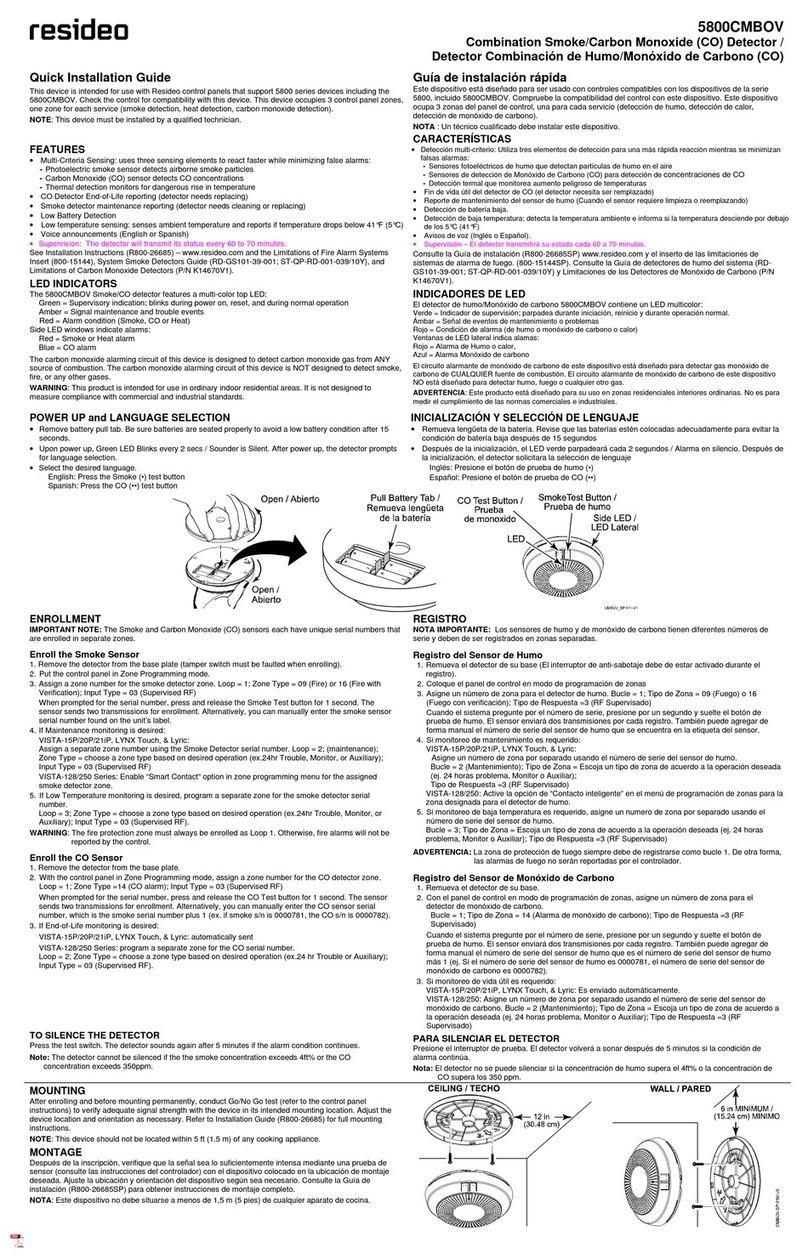 resideo 5800CMBOV Quick installation guide