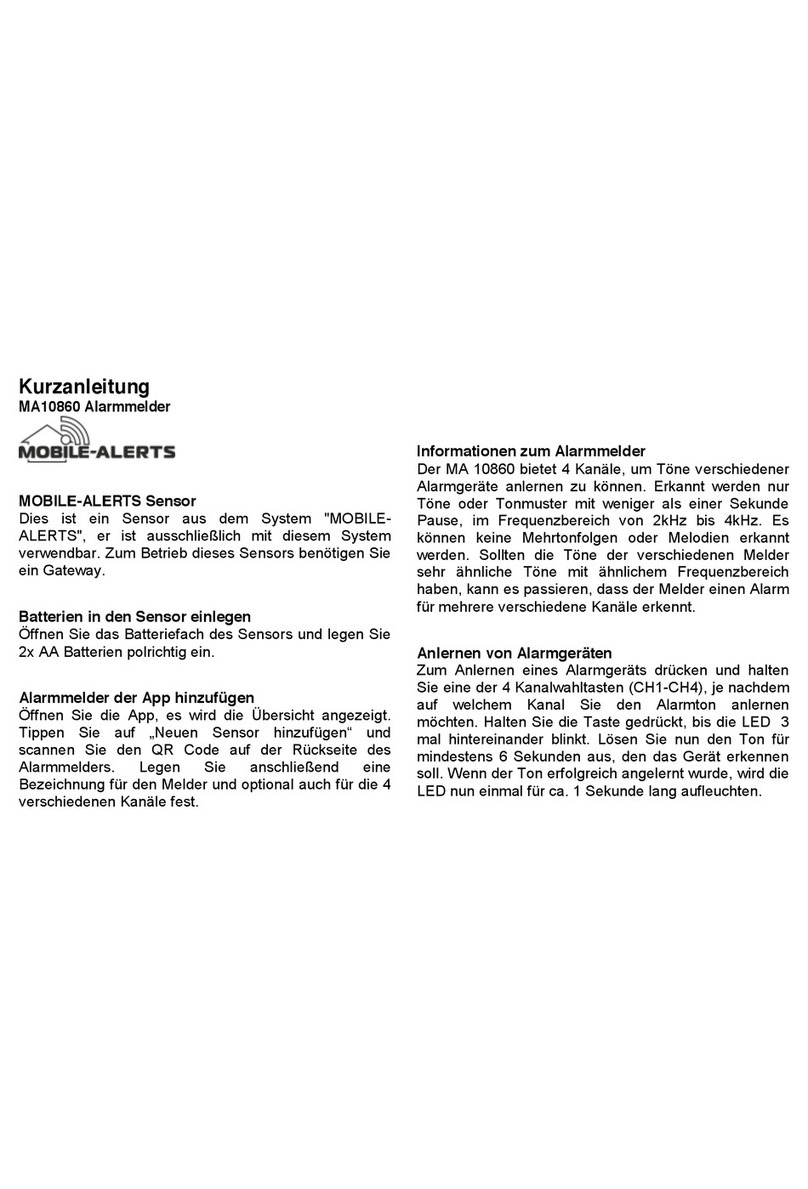MOBILE-ALERTS MA10860 quick reference