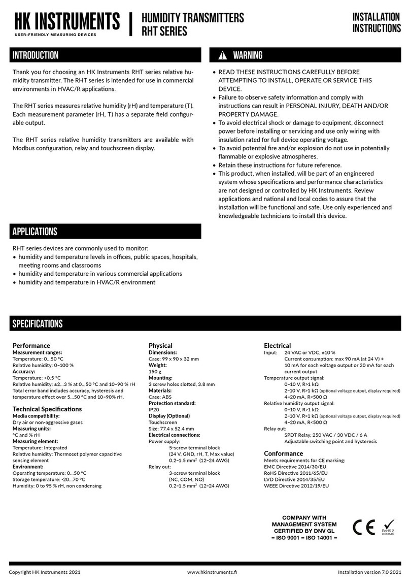 HK Instruments RHT Series User manual