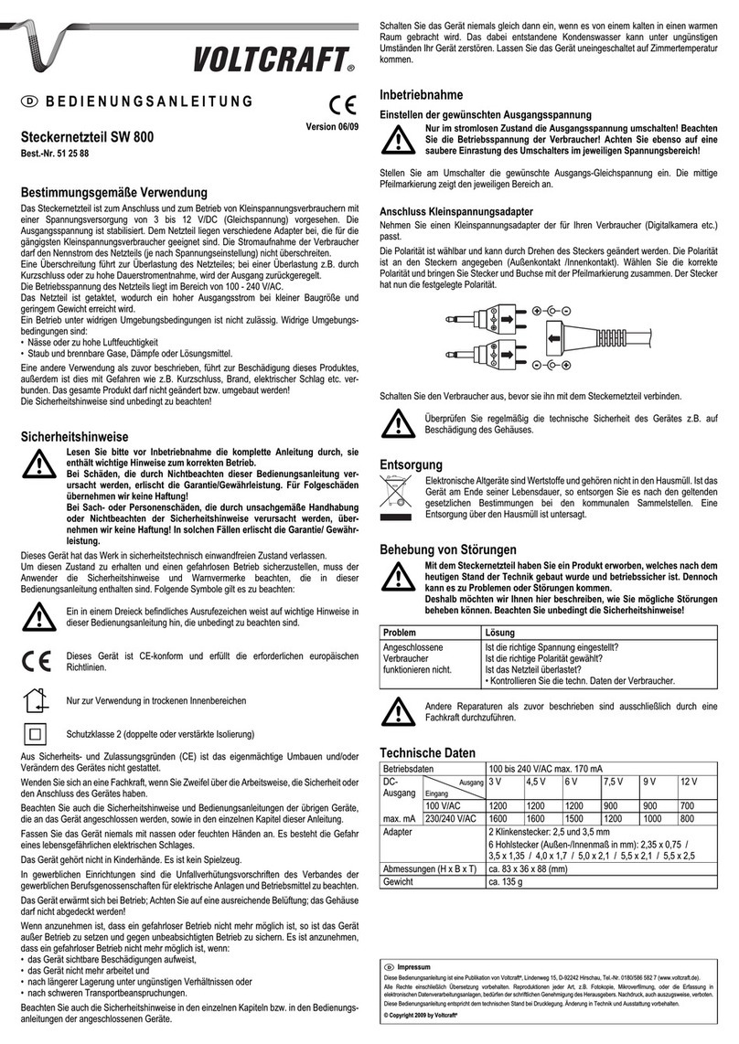 VOLTCRAFT SW 800 User manual