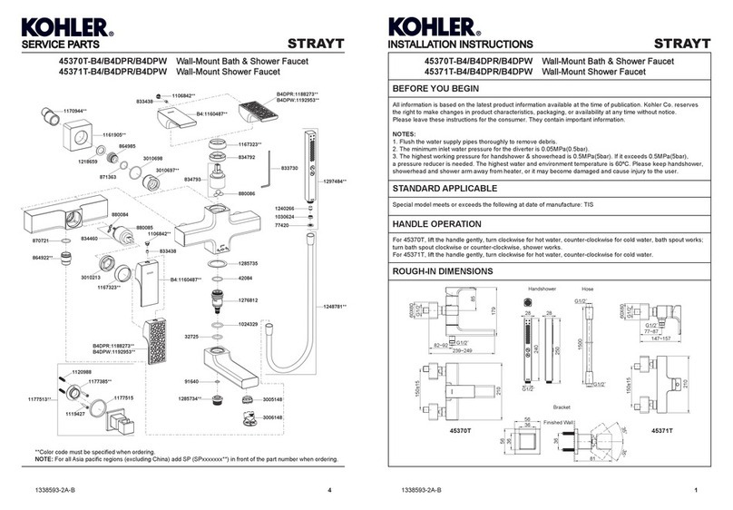 Kohler STRAYT 45370T-B4 User manual