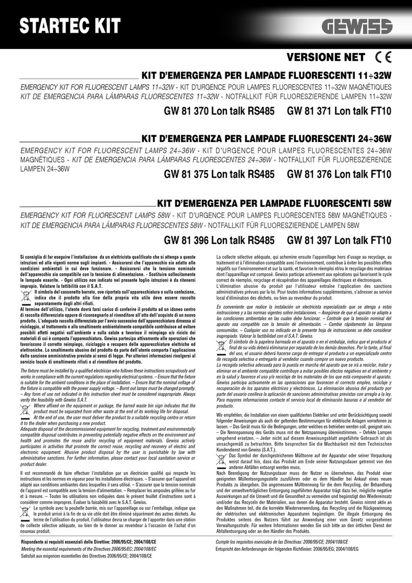 Gewiss GW 81 370 Lon talk RS485 installation guide Gewiss GW 81 370 Lon talk RS485 installation guide