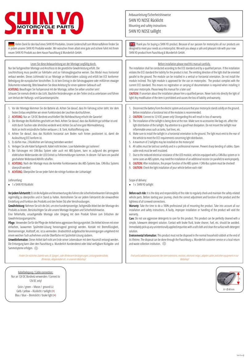 Paaschburg & Wunderlich SHIN YO NOSE Mounting and safety instructions Paaschburg & Wunderlich SHIN YO NOSE Mounting and safety instructions