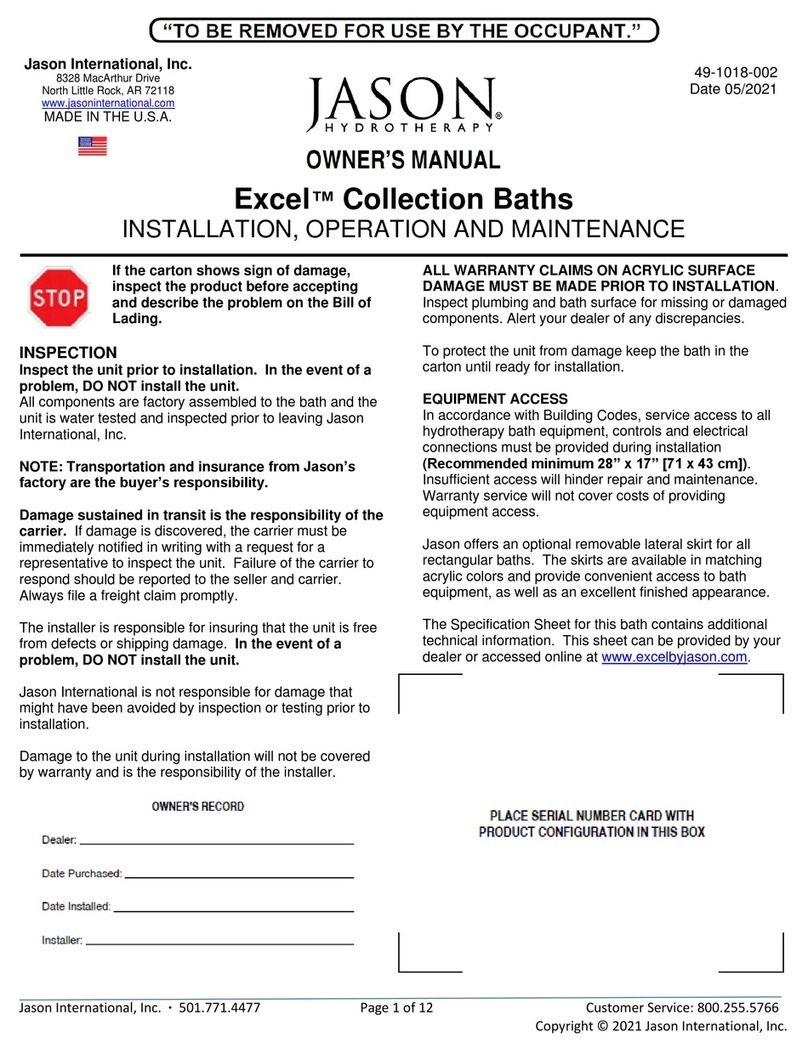 JASON Hydrotherapy Excel Series User manual