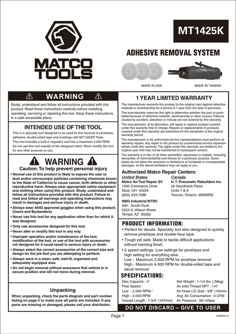 Matco Tools MT1425K manual Matco Tools MT1425K manual