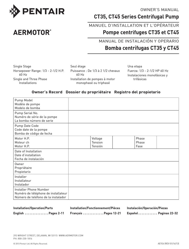 Pentair AERMOTOR CT35 Series User manual