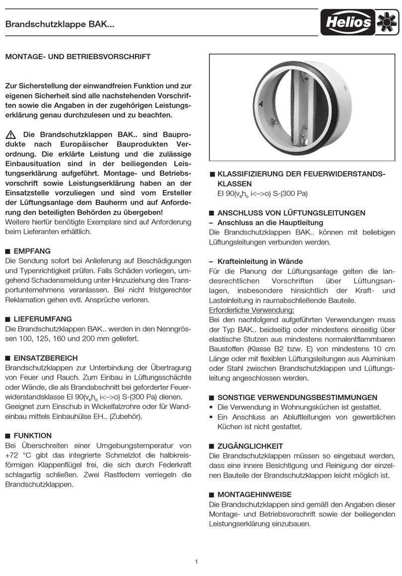 Helios BAK Series Installation and operating instructions