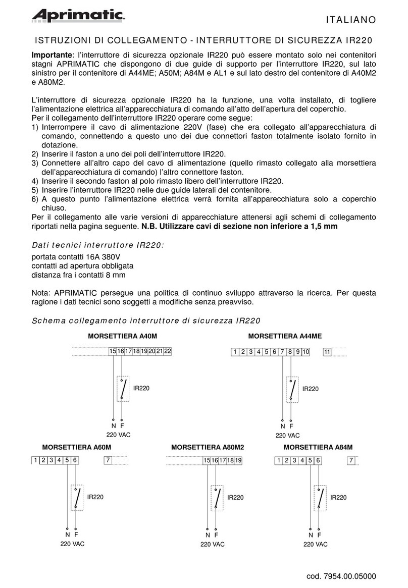 Aprimatic IR220 Connection instructions