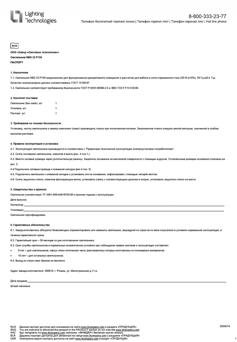Lighting Technologies NBS 22 P150 manual