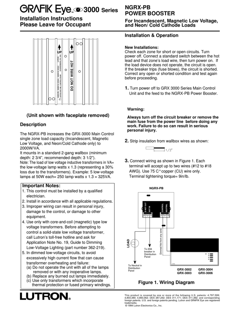 Lutron Electronics Grafik Eye 3000 Series Installation guide