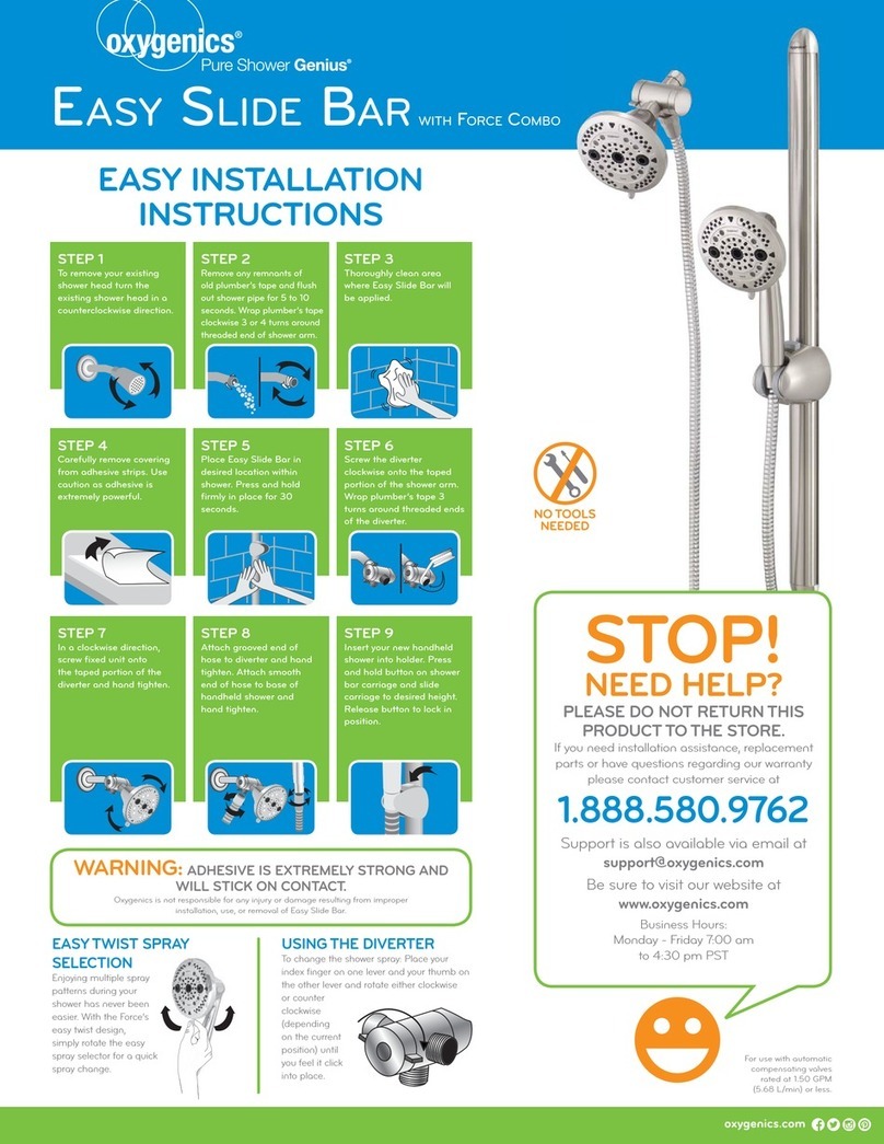 Oxygenics Easy Slide Bar with Force Combo Product information sheet