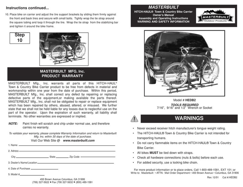 Masterbuilt HITCH-HAUL HEDB2 User manual