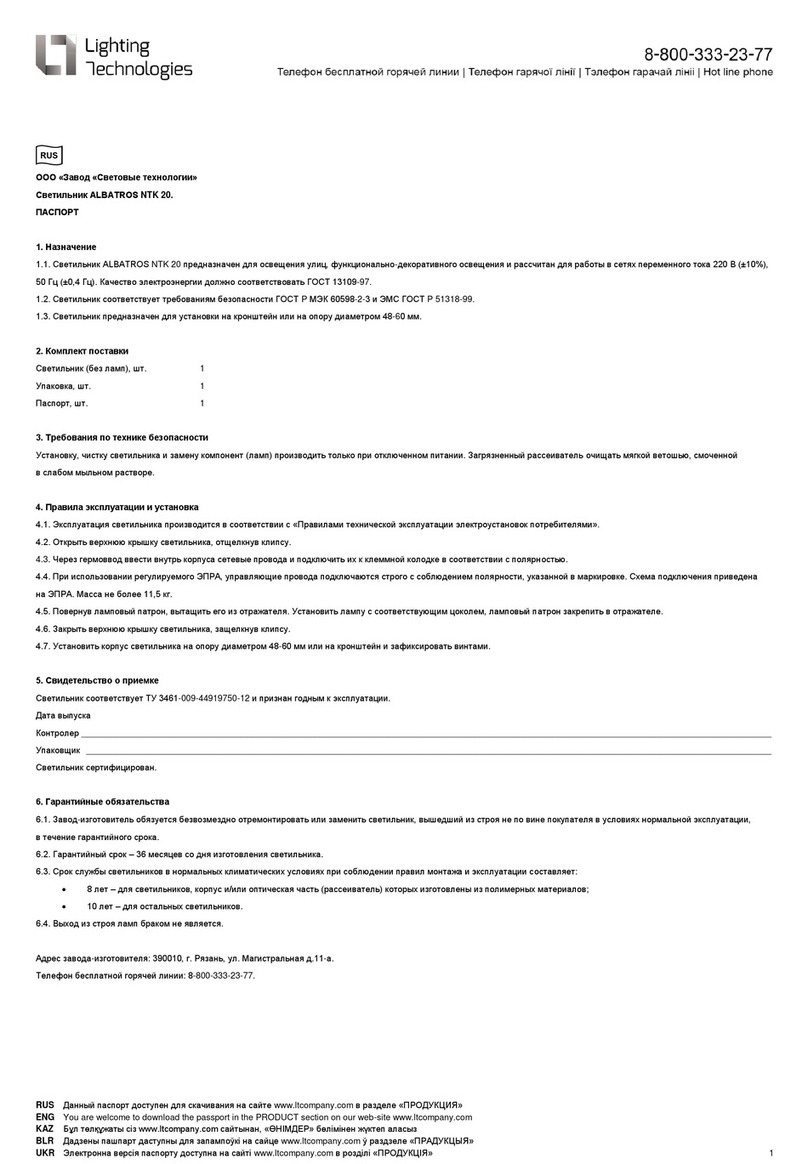 Lighting Technologies ALBATROS NTK 20 User manual Lighting Technologies ALBATROS NTK 20 User manual