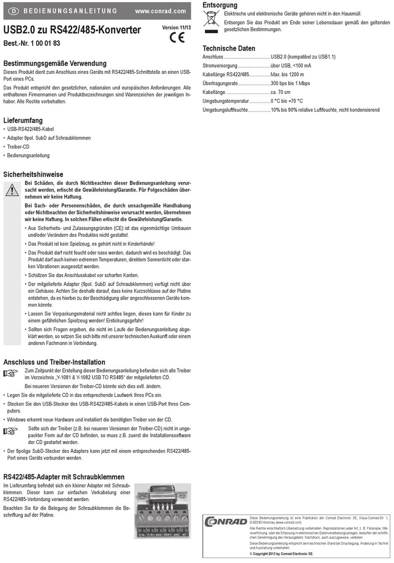 Conrad 1 00 01 83 operating instructions